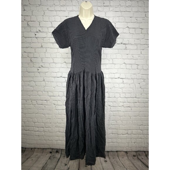 NWT Caron Callahan Pico Black Micro Dot USA Raw Hem Dress Size Small S MSRP $552